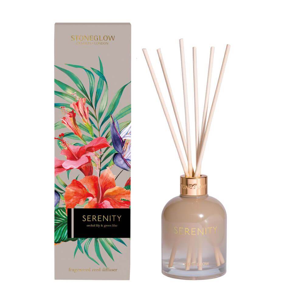 Stoneglow Serenity Orchid Lily & green Lilac Light Brown Reed Diffuser